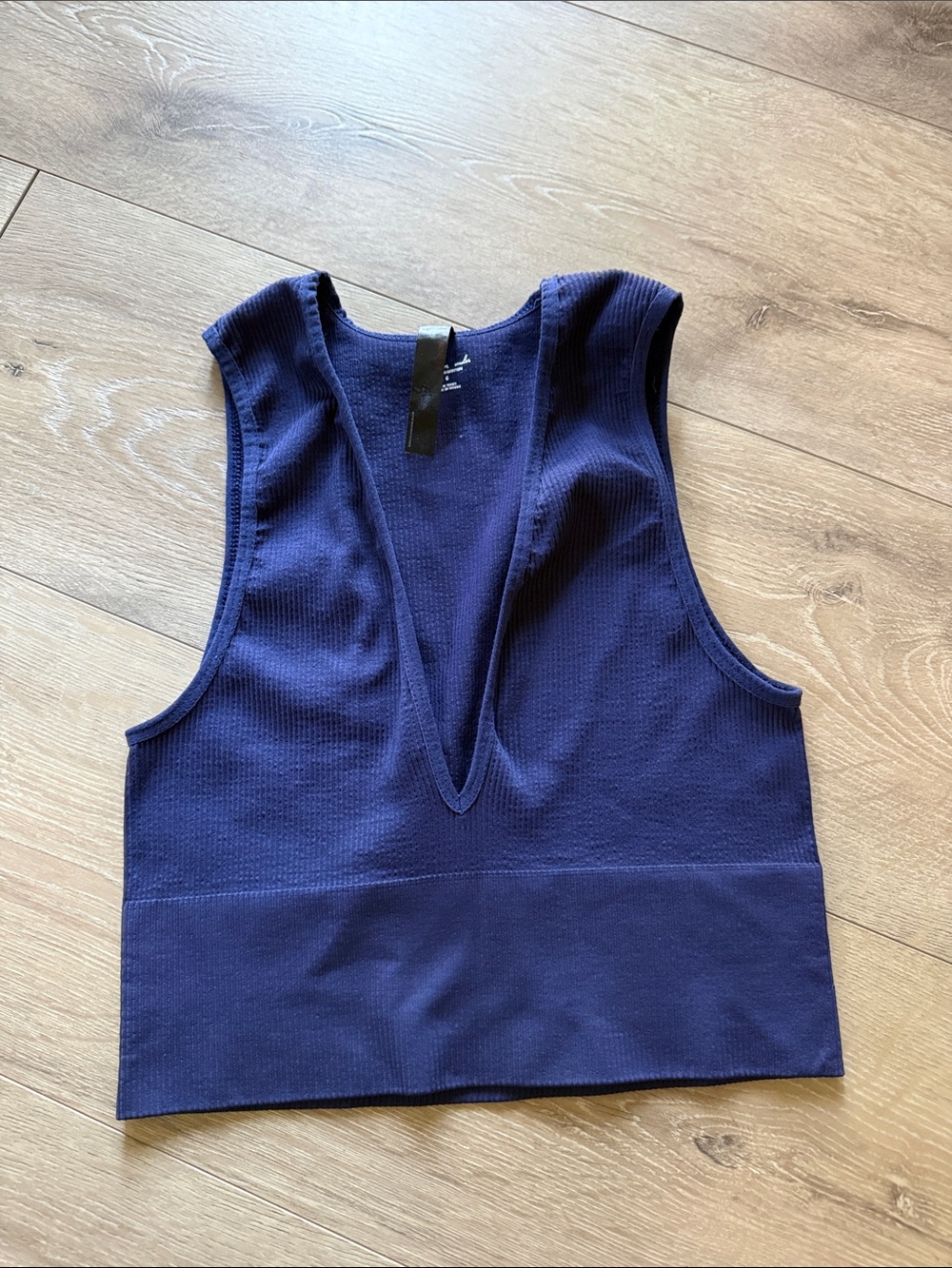 Urban Outfitters Out From Under Ribbed Crop Top - Navy Blue L